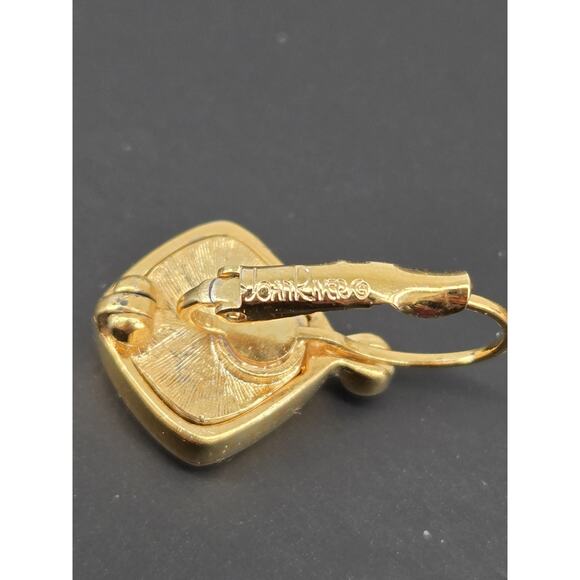 Vintage 90s Joan Rivers Purple Crystal Square Bezel Leverback Earrings - Picture 5 of 11